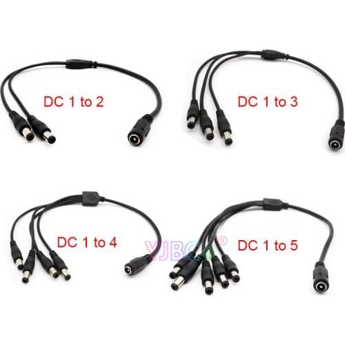 1pcs CCTV Security Camera Cable Splitter 1 DC Female To 2/3/4/5 Male plug Power Cord adapter Connector for LED Strip light tape