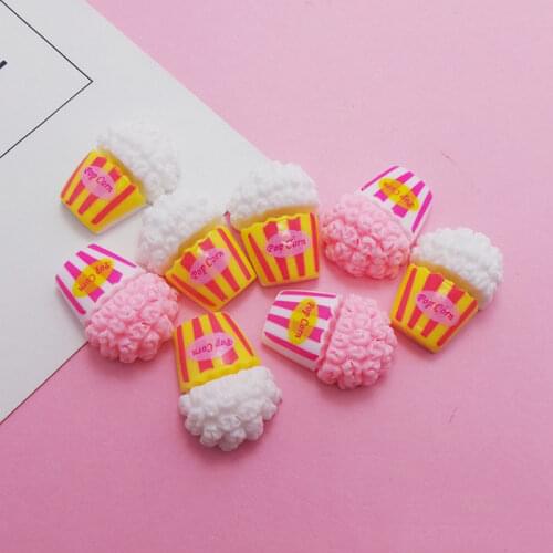 100Pcs Miniature Resin Cute Popcorn Fake Food Flatback Cabochon Scrapbooking Phone Deco Diy Craft Embellishments Accessories