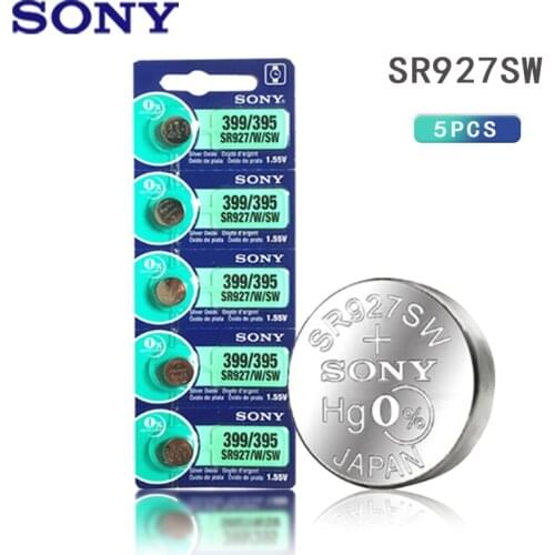 5pcs 100% Original SONY 395 SR927SW 399 SR927W AG7 LR927 1.55V Silver Oxide Button Coin Cell For Toy Watch Battery MADE IN JAPAN