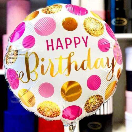 50pcs 18inch gold pink dot happy birthday letter balloons decorations kids and adult child Shower Favors foil globos