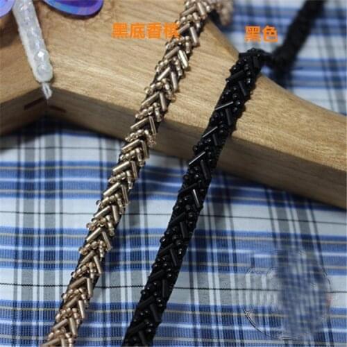 7mm wide small character bead lace handmade black silver champagne colored bead lace accessories national elements lace A1253