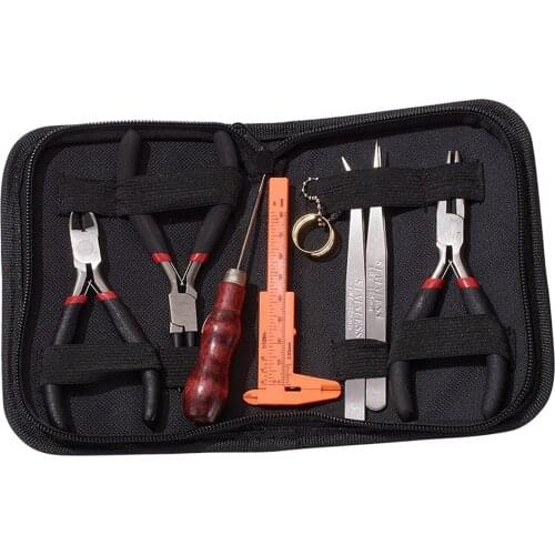 8pcs/set Jewelry Making Tool Kits Pliers Set With Round Nose Plier Side Cutting Pliers Wire Cutter Tweezers Beading Tweezers