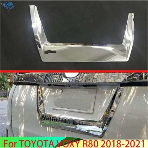 For TOYOTA VOXY/NOAH R80 2018 2019 ABS chrome rear tail box gate door license plate shape trim