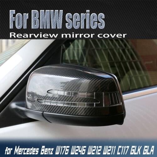 Car Styling Black Mirror Cover Caps Carbon Fiber Pattern Replacement for Mercedes Benz W176 W246 W204 W212 W221 C117 X204 X156