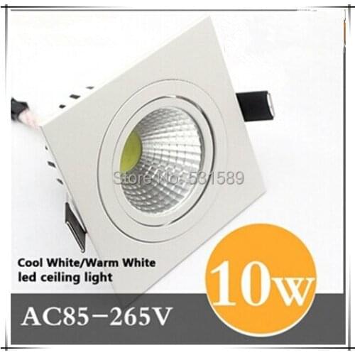 Free shipping10PCS high power aluminum led cob ceiling 86-265VAC 10W square cob led downlight(CE&ROHS)