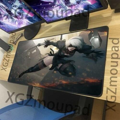 XGZ Custom Large Anime Mouse Pad Precision Black Lock Edge NieR: Automata Computer Table Mat Speed Natural Rubber Non-slip Xxl