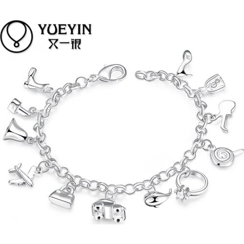 Silver plated bangles for ladies bracelet silver-plating jewelry bracelet pulseras Free Shipping flower shape bracelet