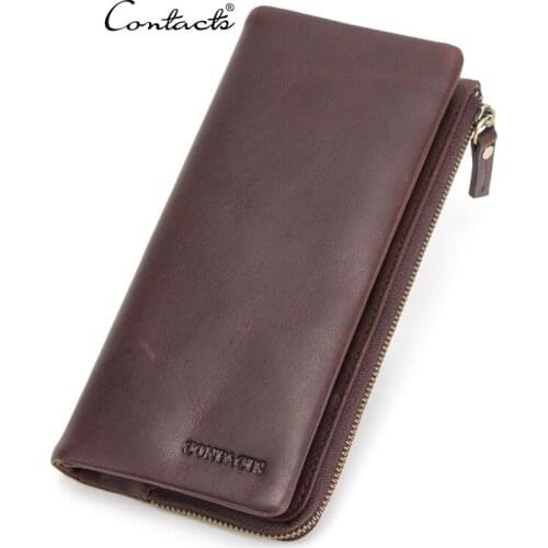 Brand 2021 New Genuine Leather Wallets Classical Vintage Style Men Wallet Fashion Brand Purse Card Holder Long Clutch Wallet