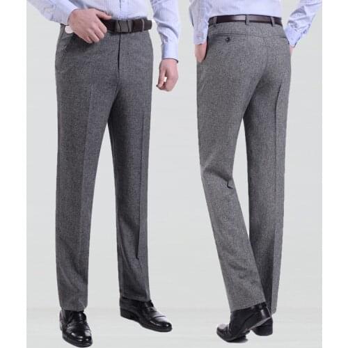 High Quality Fashion Thicken Men Dress Pants Classic Business Casual Straight Trousers Loose Suit Pants high waist Men Pantalon