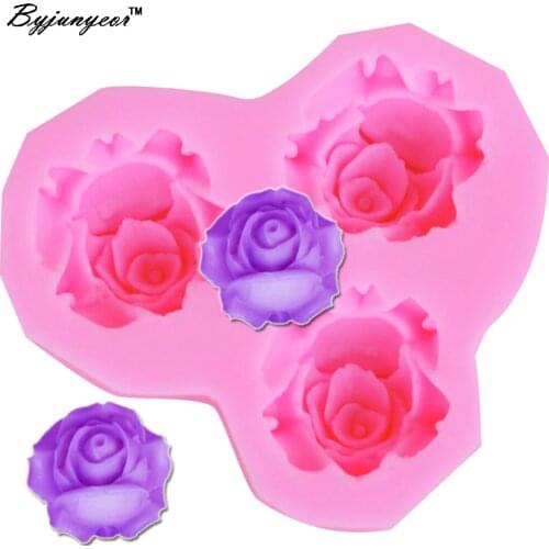 Byjunyeor M001 Epoxy UV Resin Rose Molds Fondant Chocolate Silicone Mold Candy Moulds Bakeware Food-Grade Pastry Tool FDA