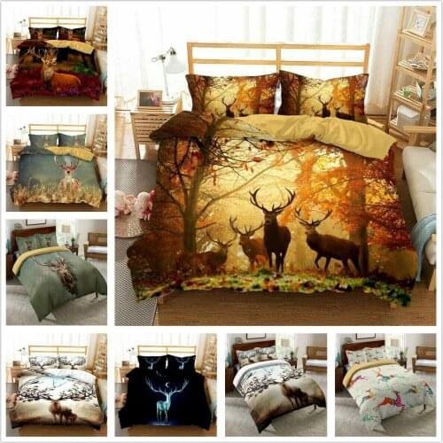 Animal Deer Home Textile Pillow Case 3D Bed Linen Duvet Covers Comforter Bedding Sets Bed Set Home Decor Bedding