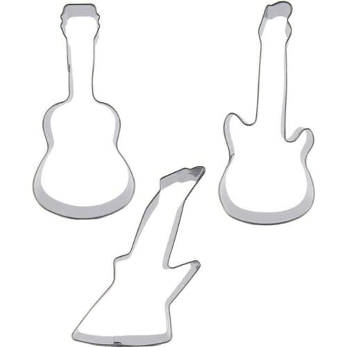Guitar shaped 3 piece biscuit cutting molds, baking tools, cake decorating soft candy tools