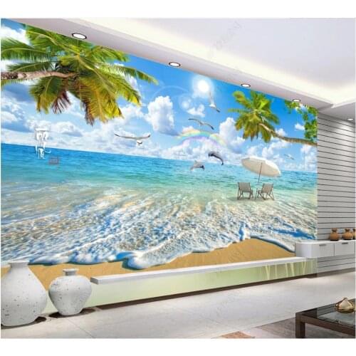 Custom photo wallpaper for walls 3d mural Hd sea tree beach landscape painting living room TV background wall papers home decor