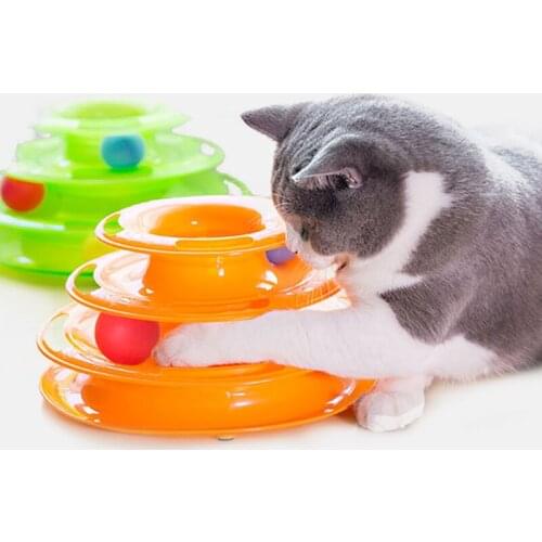 Pet Cat Toys Three Levels Intelligence Amusement Triple Disc Cat Accessories Pet Tower Tracks Disc Ball Training Amusement Plate