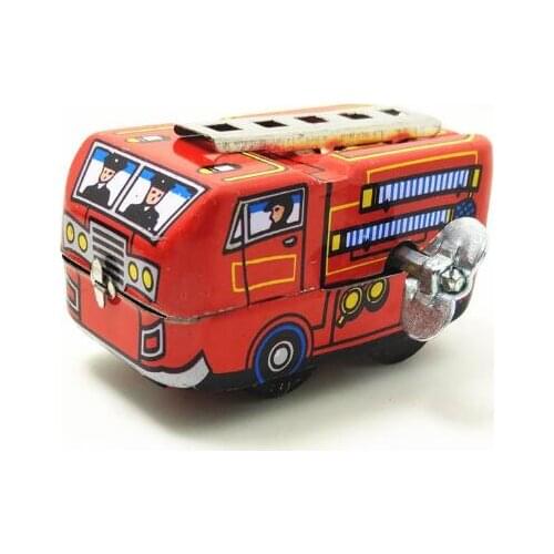 Retro Classic Firefighter Fire Engine Truck Clockwork Wind Up Tin Toys New Hot YH996