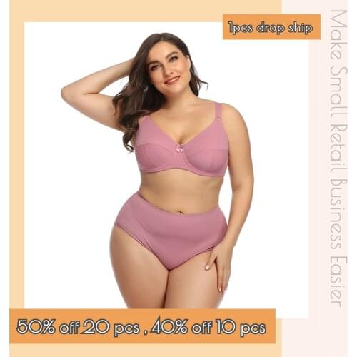 Plus Size D E F Cup Underwire Bra Panty Wholesale Women Lingerie Set Sexy Underwear CT 3981A