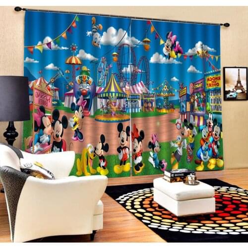 Mickey Minnie Mouse Creativity Curtains Thick Blackout for Children Teen Kids Boys Girls Decoration Home Bedroom Bay Window