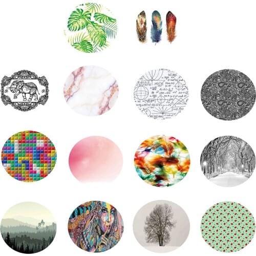 3D Print Table Cover Elastic Edged Easy Clean Polyester Tablecloth Round 55"