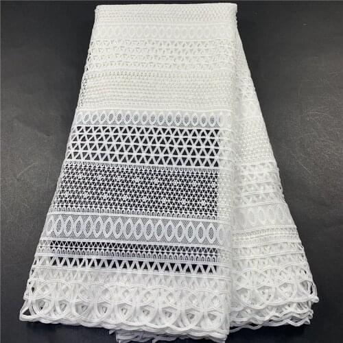 2021 High Quality African Lace Fabric Embroidery Swiss French Tulle Pure Cotton 5yards Wedding Party Dress Guipure Gown Lates