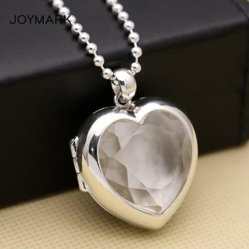 925 Sterling Silver Heart Shape Photo Box Pendant Memory Floating Locket Pendant For DIY Men Women Necklace TSP214