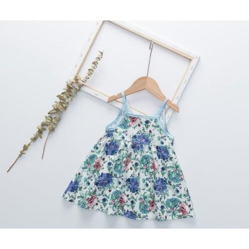 Baby Summer Clothing Infant Newborn Baby Girl V Neck Floral Dress Spaghetti Casual Gown Dresses 3M-3T