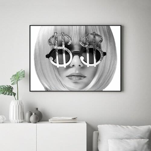 Boss Babe Portrait Poster Dollars Focus Cash Queen Fashion Print Strong Woman Wall Picture Canvas Painting Black White Art Decor