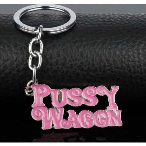 Fashion High Quality Alloy Keychain Movie Kill Bill Series "PUSSY WAGON" Keyring Letter Pendants Accessories Figure Toys