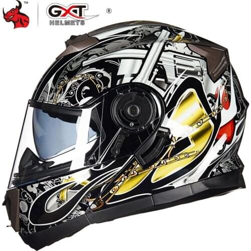 GXT Flip Up Motorcycle Helmet Motorbike Modular Dual Lens Motocross Moto Helmet Crash Full Face Helmets Casco Moto Casque