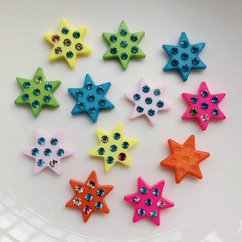 50PCS 12MM Flat back resin five-pointed star set with crystal diamond personality fashion jewelry scrapbook decorative crafts