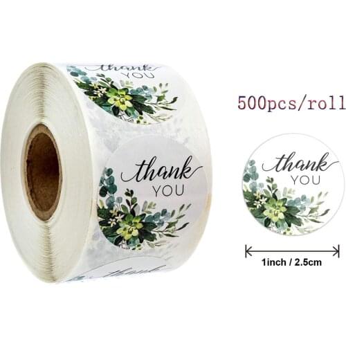 500PCS Thank You Label Sticker Leaf Frame Self-Adhesive Thank You Labels Wedding bread decoration sticker