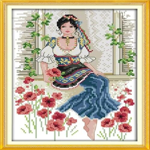 Joy Sunday Bath figure Pattern Wall Art home decor Chinese Cross Stitch Kits for Embroidery Needlepoint Sets