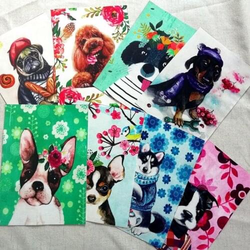 NEW 15*20cm 8pcs Cute dog DIY Sewing Quilt Scrapbooking Tissue Pattern Fabrics Needlework Material purse Cloth patchwork SL-137