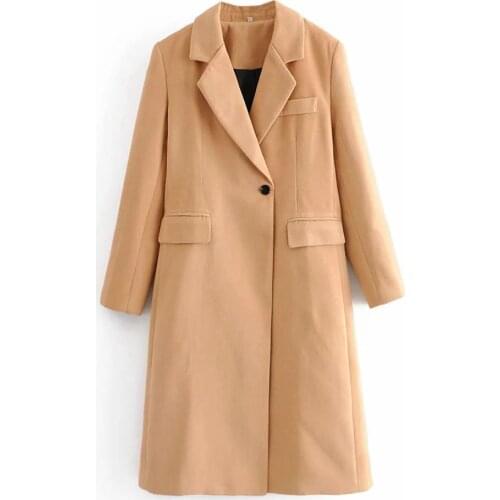 New Pop Autumn Winter Women Long Coat Single button Casual Elegant Warm windbreaker Outerwear Trench parka female Jacket