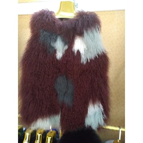 New arrival lady tibet lamb fur vest mongolian fur waistcoat
