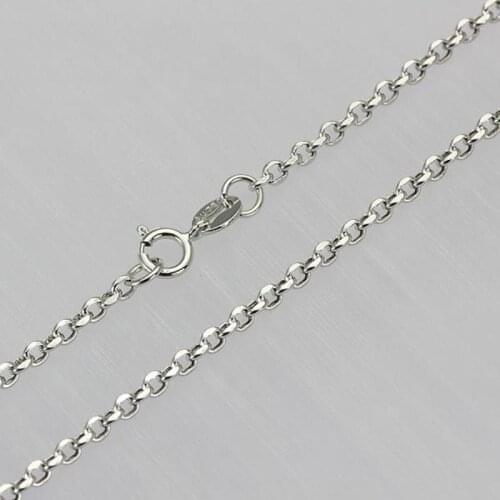 New Arrival Au750 Real 18K White Gold Chain Women Cable Link Necklace 20inch