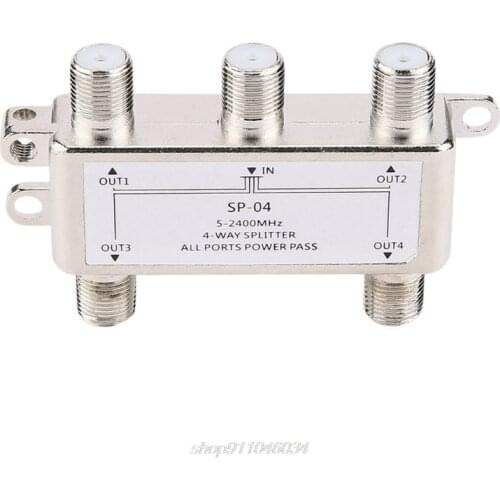 5-2400MHz 4 Way Digital Coax Cable Splitter 4 Channel Satellite/Antenna TV Signal Distributor Receiver SATV/CATV J27 21 Dropship