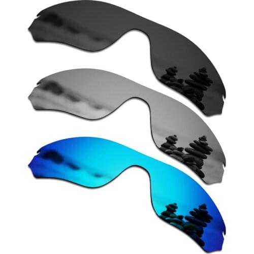 SmartVLT 3 Pieces Polarized Sunglasses Replacement Lenses for Oakley Radar Edge Stealth Black & Silver Titanium & Ice Blue