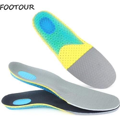 FOOTOUR Silicone Gel Insoles Shock Absorption Sports Shoes Insert Arch Support Orthopedic Insole Shoe Pads Semelle Plantillas