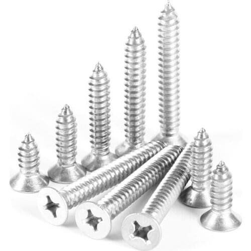 M6.3 304 Stainless Steel Countersunk Self-tapping Screw Flat Head Self-tapping Wood Screw*13/16/19/22-90