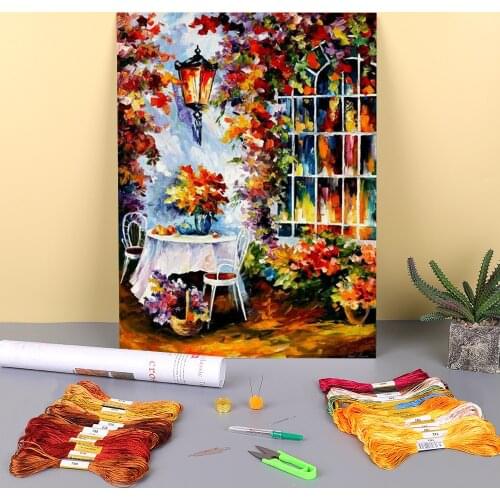 In The Garden Pre-Printed 11CT Cross Stitch Embroidery Full Kit DMC Threads Handicraft Knitting Handiwork Handmade Counted