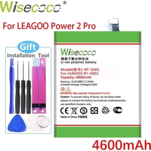 WISECOCO 4600mAh BT-5201 Battery For LEAGOO Power 2 Pro BT 5201 Phone High Quality Battery+Tracking Number
