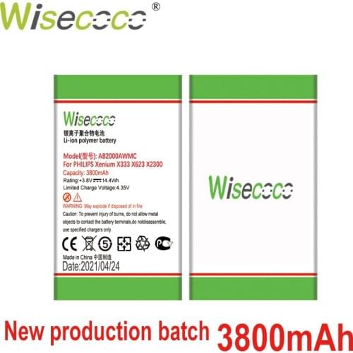 WISECOCO 3300mAh AB2000AWMC Battery For PHILIPS X130 X523 X513 X501 X623 X3560 X2300 X333 Mobile Phone With Tracking Number