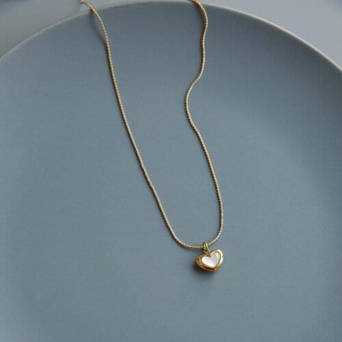 Stainless steel choker Heart love necklaces for women gold snake chain shell necklace jewelry