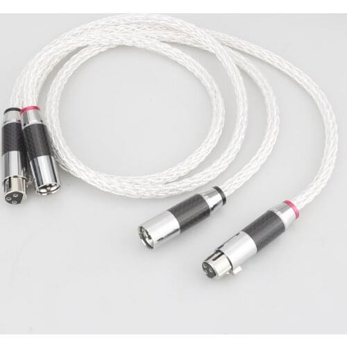 1Pair OCC Silver plated XLR Audio cable Balance cable XLR Cable Male to Female M/F Audio Cable 8AG Twist Cable