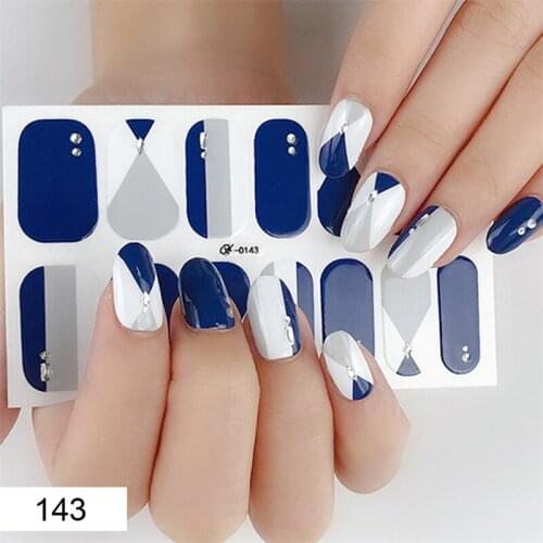 14pcs/sheet Nail Stickers Nail Wraps Stripe Full Cover Self-Adhesive Flower Waterproof Nail Polish Stripe Nail Art