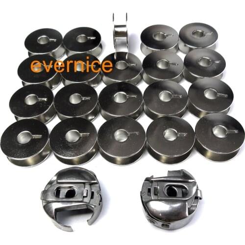 2 Pcs 91-105544-91 14Mm Bobbin Case + 20 Bobbins For Pfaff 1006 2028 6152