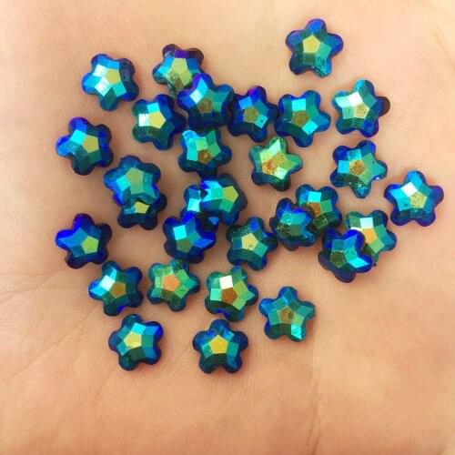 200PCS shiny AB Resin 8mm Flower Flat back rhinestone scrapbook DIY wedding appliques ornaments PF463