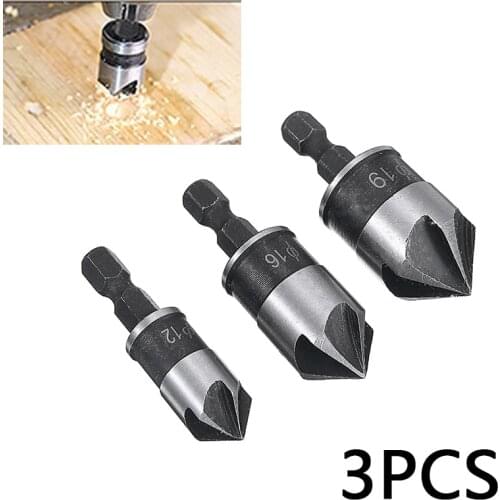3Pcs Countersink Drill Bit Hex Countersink Boring Quick Change Drill Bit Tool Sets For Woods Metal For Tools Accessories
