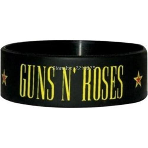 300pcs one inch Guns N Roses Logo Repeat silicone wristband rubber bracelets free shipping by DHL express