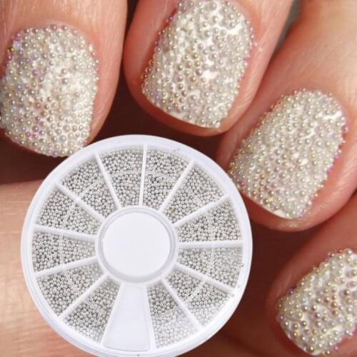 3D Micro Beads Nail Art Rhinestones Caviar Tips Decoration Manicure DIY Wheel
